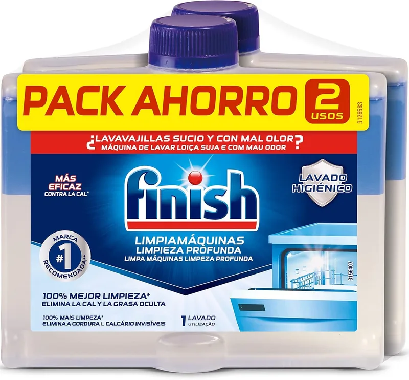 Finish ▫️ Limpiamáquinas - Líquido para máquinas de lavar louça contra maus odores, calcário e gordura - 2 x 250 ml