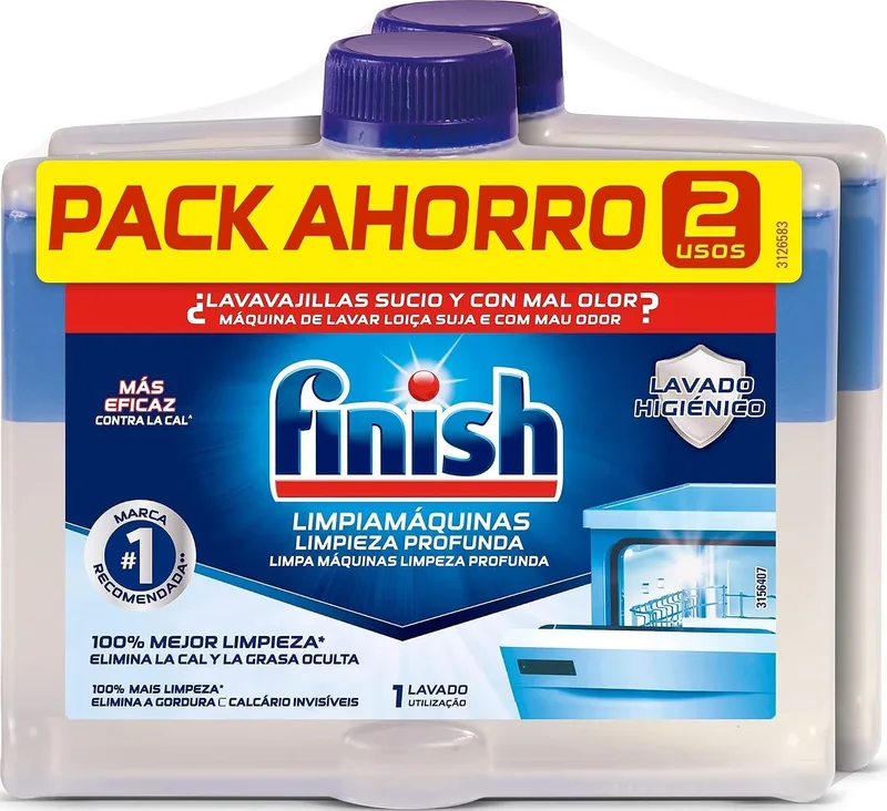 Finish ▫️ Limpiamáquinas - Líquido para máquina de lavar louça contra o mau cheiro, o calcário e a gordura - 2 x 250 ml