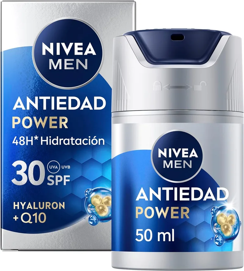 NIVEA MEN ▫️ Hyaluron Creme Hidratante Anti-Envelhecimento FP30 50 ml - Cuidado de Rosto Masculino - Ácido Hialurónico e Coenzima Q10 - Estimula a Produção de Colagénio - Hidratação 48 h - Todos os tipos de pele