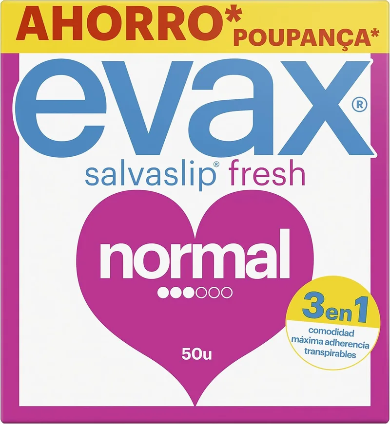 EVAX ▫️ Salvaslip Normal, 50 unidades, Sistema de proteção, conforto e ausência de odor