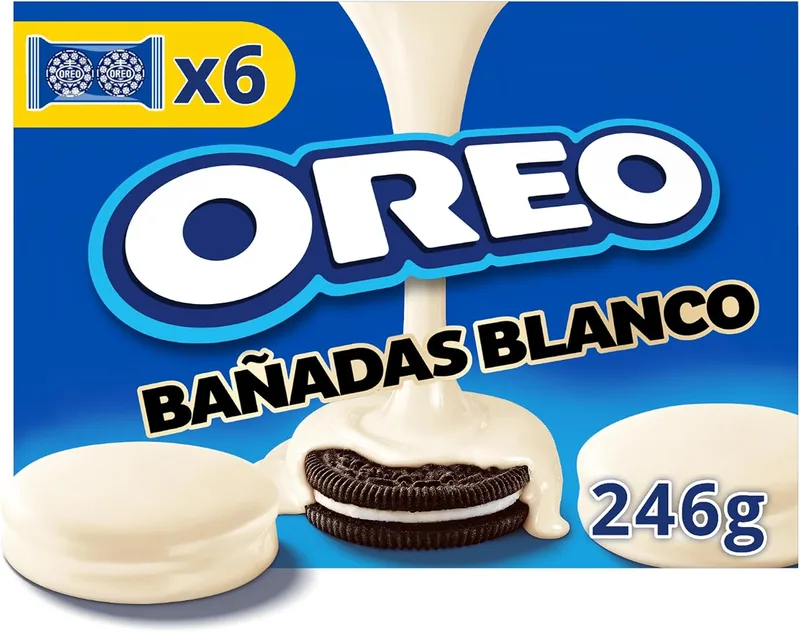 Oreo ▫️ Bañadas com cobertura de chocolate branco e baunilha, 6 x 246 g