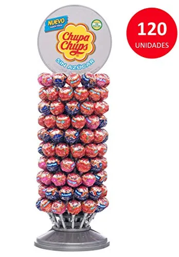 Chupa Chups ▫️ Sem Açúcar, Caramelo com Pau em Vários Sabores, Embalagem de 120 unidades de 11 gr. (Total: 1 320 gr.) 2