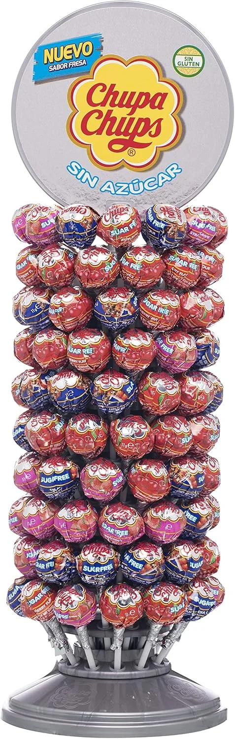 Chupa Chups ▫️ Sem Açúcar, Caramelo com Pau em Vários Sabores, Embalagem de 120 unidades de 11 gr. (Total: 1 320 gr.)