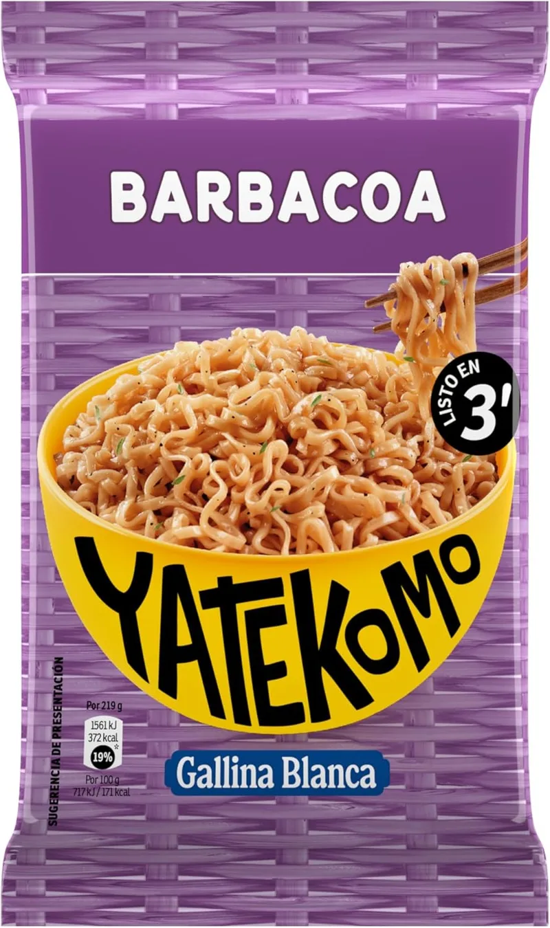 YATEKOMO ▫️ Macarrão Oriental Barbacoa, embalagem de 82 g