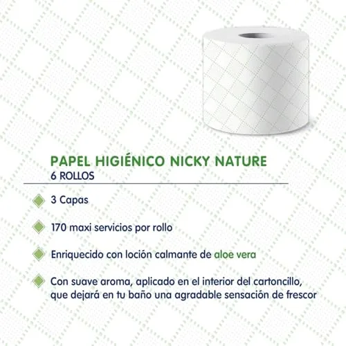 Nicky ▫️ Nature, 6 rolos de papel higiénico, 3 camadas 2