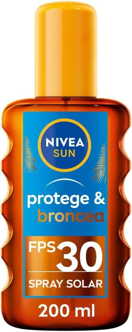 NIVEA SUN ▫️ Protect & Tan Sun Oil FP30 (1 x 200 ml), ativador do bronzeado, proteção solar elevada resistente à água com 0% de efeito autobronzeador