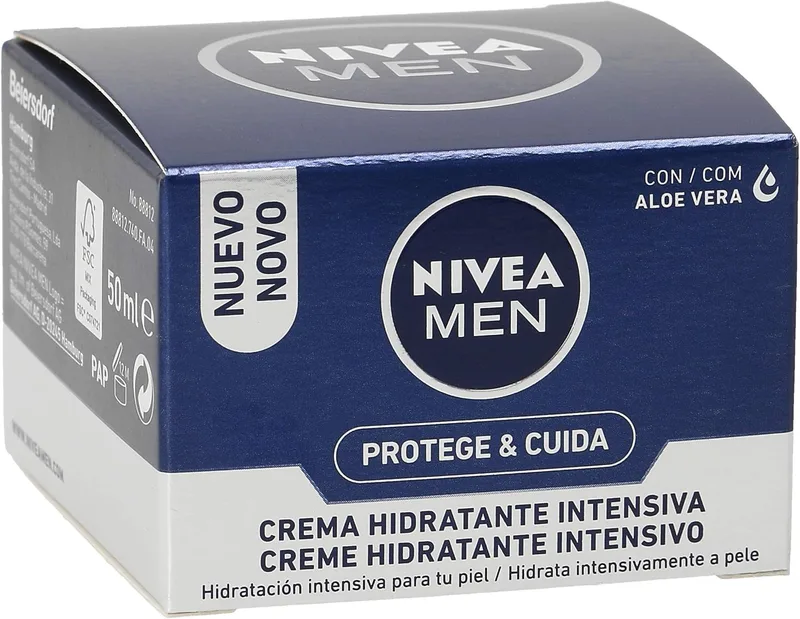 NIVEA MEN ▫️ Protege & Cuida Creme Hidratante Intensivo (1 x 50 ml), creme facial hidratante com aloé vera, creme para homens com pele muito seca, nutre e hidrata