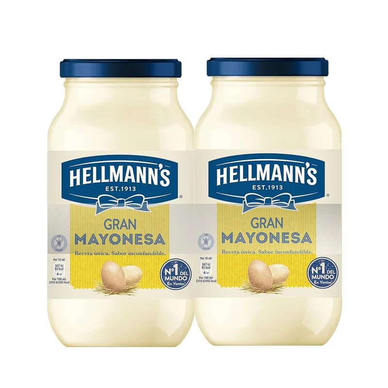 Hellmann's ▫️ Gran Maionese em Frasco, embalagem de 2 x 450 ml
