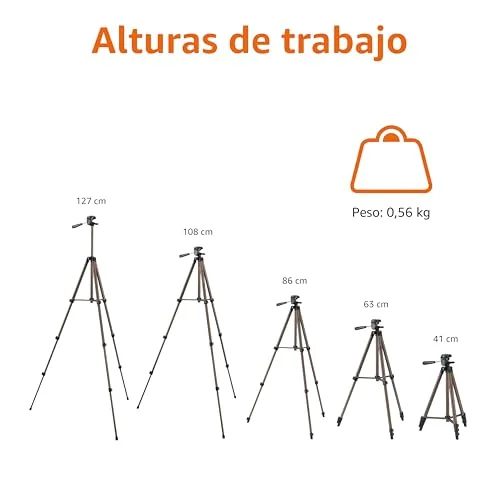 Amazon Basics ▫️ Tripé para Câmara de 127 cm/50 pol., Leve, com Bolsa, Altura Ajustável, para Câmaras Reflex Digitais, Cor Champanhe 4