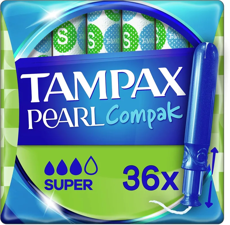 Procter & Gamble ▫️ Tampax Pearl Compak Super Tampons com aplicador macio, embalagem com 36 unidades, 3 em 1: proteção anti-fugas, conforto e fácil inserção