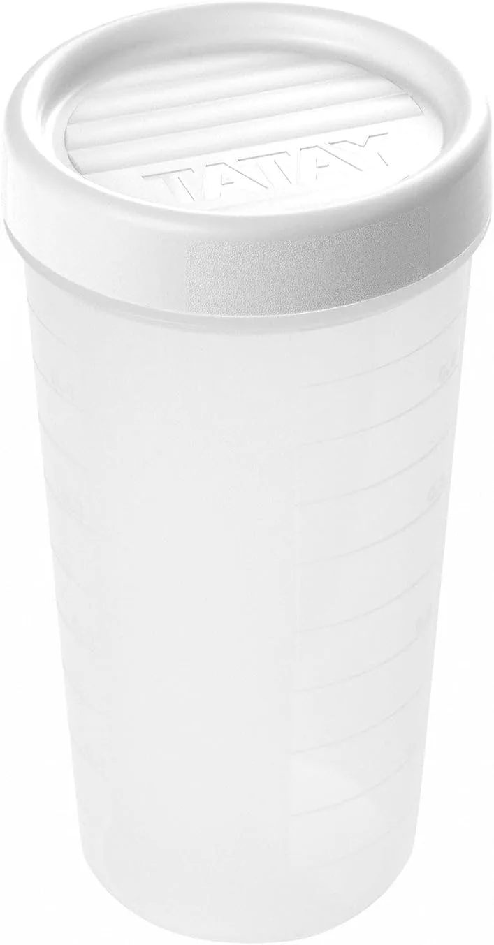 Tatay ▫️ Tupper Hermético 0,6 L Twist | Tampa de rosca | Recipientes herméticos para alimentos | Adequado para micro-ondas, máquina de lavar louça, frigorífico e congelador | Plástico sem BPA | 8,5 x 8,5 x 16,5 cm, branco