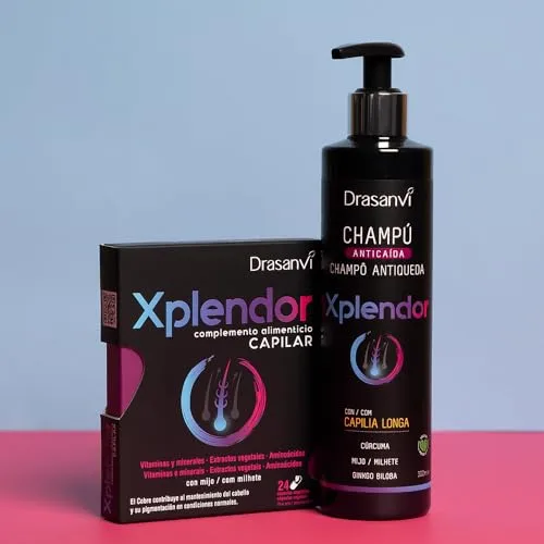 Drasanvi ▫️ XPLENDOR Capilar com 13 vitaminas, 4 minerais, aminoácidos e extratos vegetais | Para o cabelo e a sua pigmentação | Com milho-miúdo, rico em nutrientes e micronutrientes | 24 cápsulas = 24 dias 6