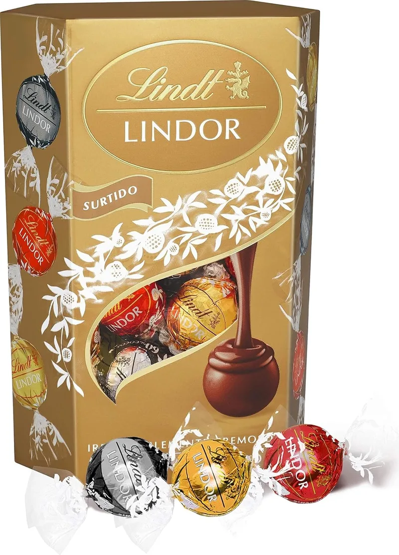 Lindt ▫️ LINDOR inclui bombons de chocolate preto com 70% de cacau, chocolate de leite, chocolate branco e deliciosos bombons com recheio de chocolate cremoso, 200 g, aproximadamente 16 bombons