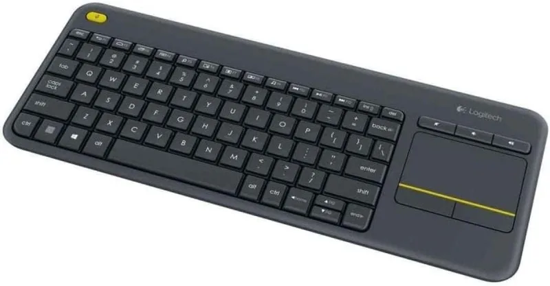 Logitech ▫️ K400 Wireless Touch Plus TV Keyboard com controlo multimédia e touchpad, teclado HTPC para PC Connected TV, Windows, Android, Chrome OS, portátil, QWERTY espanhol - Preto