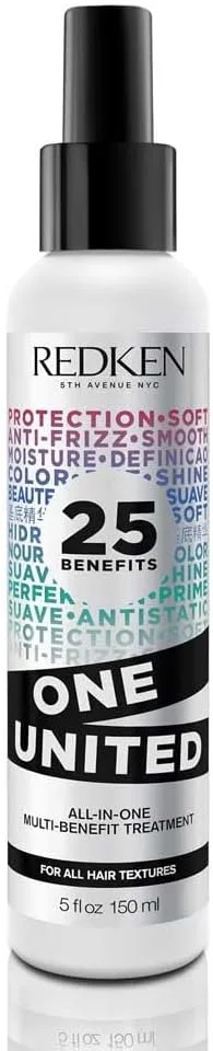 REDKEN ▫️ Spray Multi-Benefícios, Termo-Protetor, Desembaraçante, Fórmula com Óleo de Coco e Ácido Láctico, Protege, Suaviza e Fortalece, para Todos os Tipos de Cabelo, One United, 150 ml.
