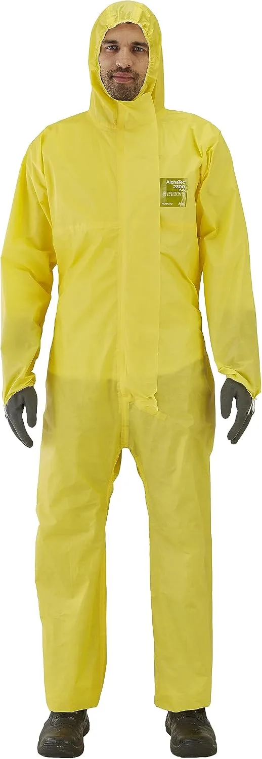 Ansell ▫️ AlphaTec 2300 Modelo 132 Fato de Proteção Química Descartável Amarelo