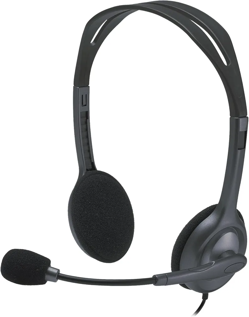 Logitech ▫️ Auscultadores com fio H111, som estéreo com microfone giratório, conector de 3,5 mm, compatíveis com PC/Mac/portáteis/smartphones/tablets, preto