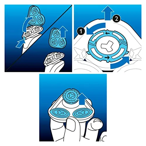 PHILIPS ▫️ Shaver Series 5000, Cabeças de substituição para máquina de barbear elétrica, compatíveis com as séries de máquinas de barbear 5000 e 6000, desempenho potente, autoafiamento, 3 peças, modelo SH50/50 5