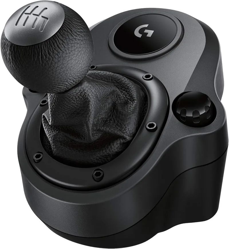 Logitech G ▫️ Driving Force Manete de mudanças para volantes de corrida G29, G920 e G923, 6 velocidades, marcha-atrás por pressão, aço e couro - Preto