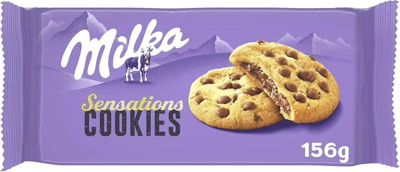 Milka ▫️ Sensations Bolacha com Pedaços de Chocolate de Leite, 156 g