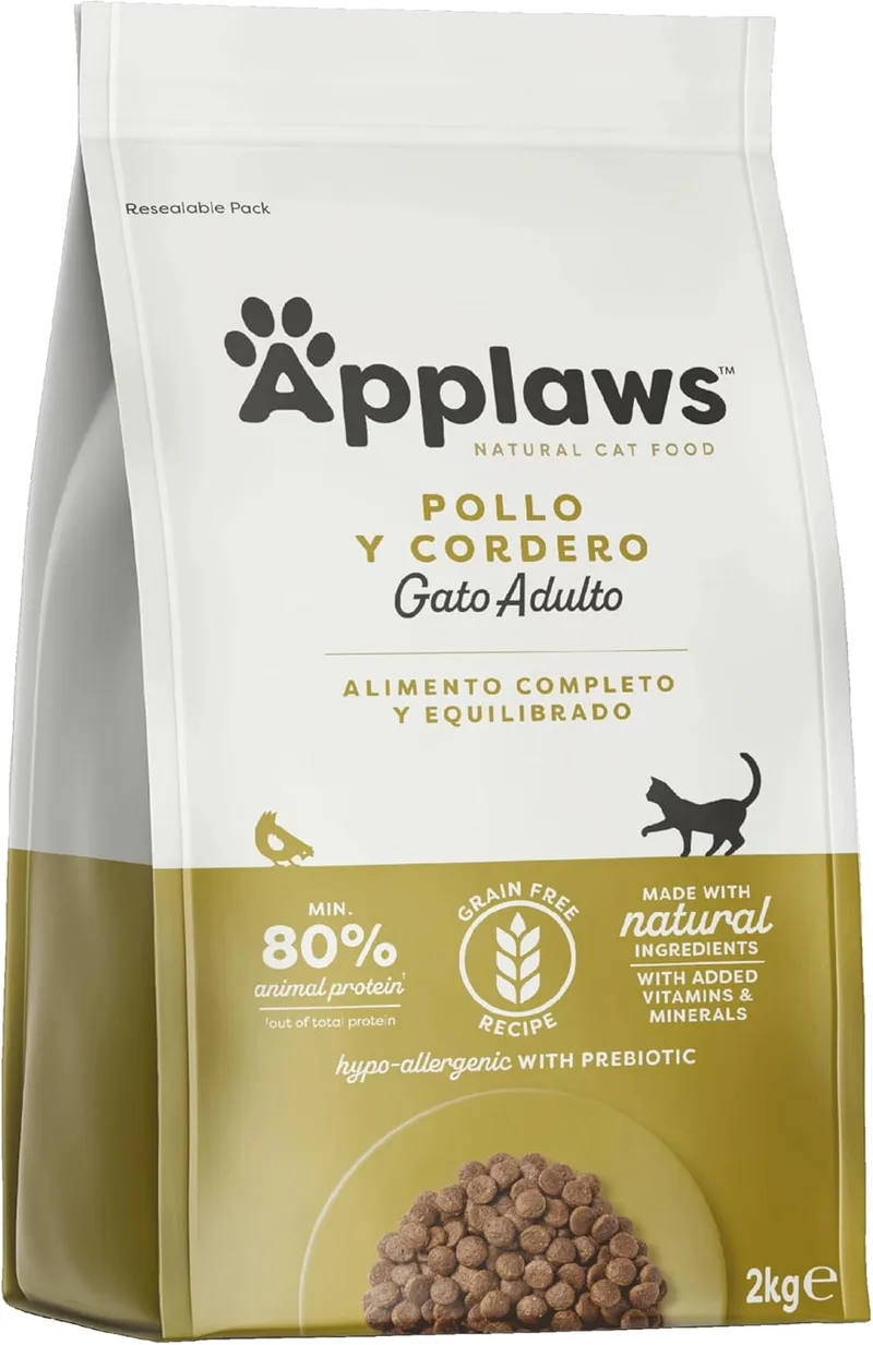 Applaws ▫️ Complete Natural Grain Free Chicken with Extra Lamb Alimento seco para gatos adultos - 2kg saco reselável - 1 pc.