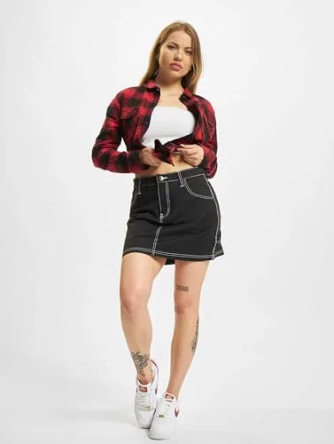 Brandit ▫️ Camisa de flanela xadrez Amy para mulher Camisa de flanela preta e branca, corte regular 4