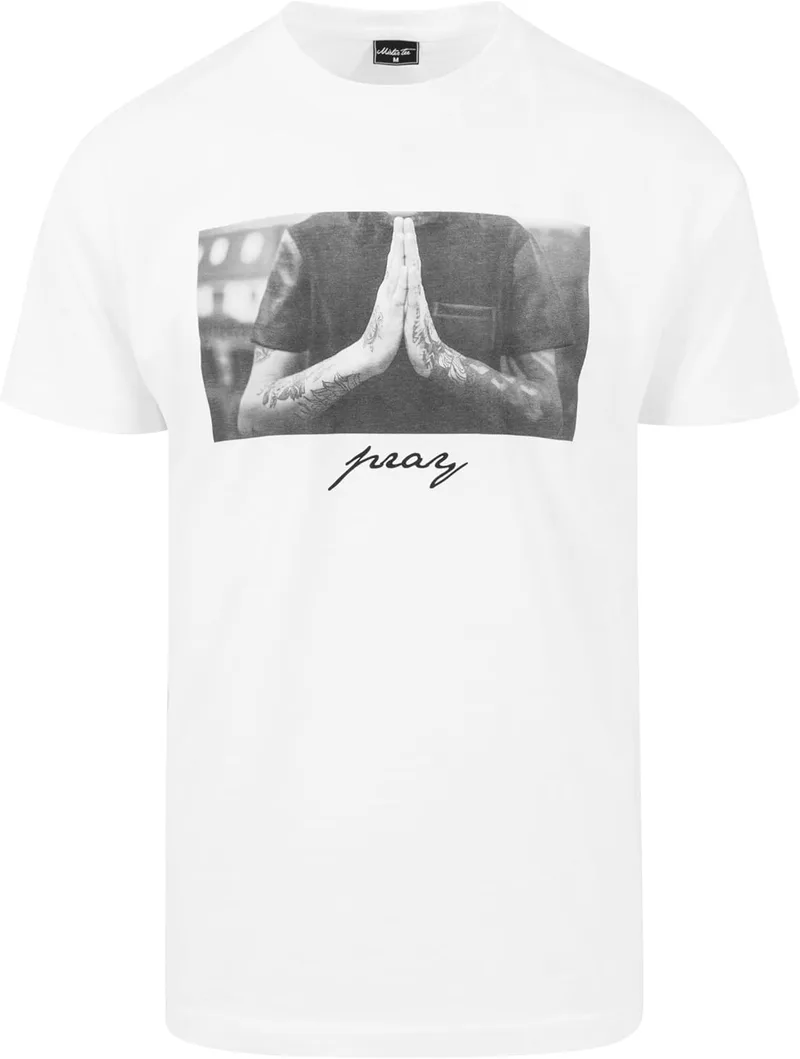 Mister Tee ▫️ T-Shirt Pray T-Shirt de manga curta para homem com impressão frontal, moda urbana de rua, em algodão, várias cores, tamanhos XS-5XL