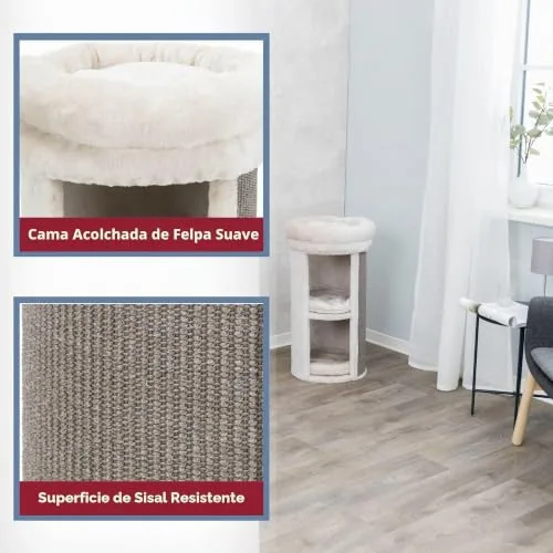 TRIXIE ▫️ Mexia - Torre para gatos de 2 andares, plataforma superior com cama removível, almofadas removíveis de 15,75 x 15,75 x 29 polegadas 5