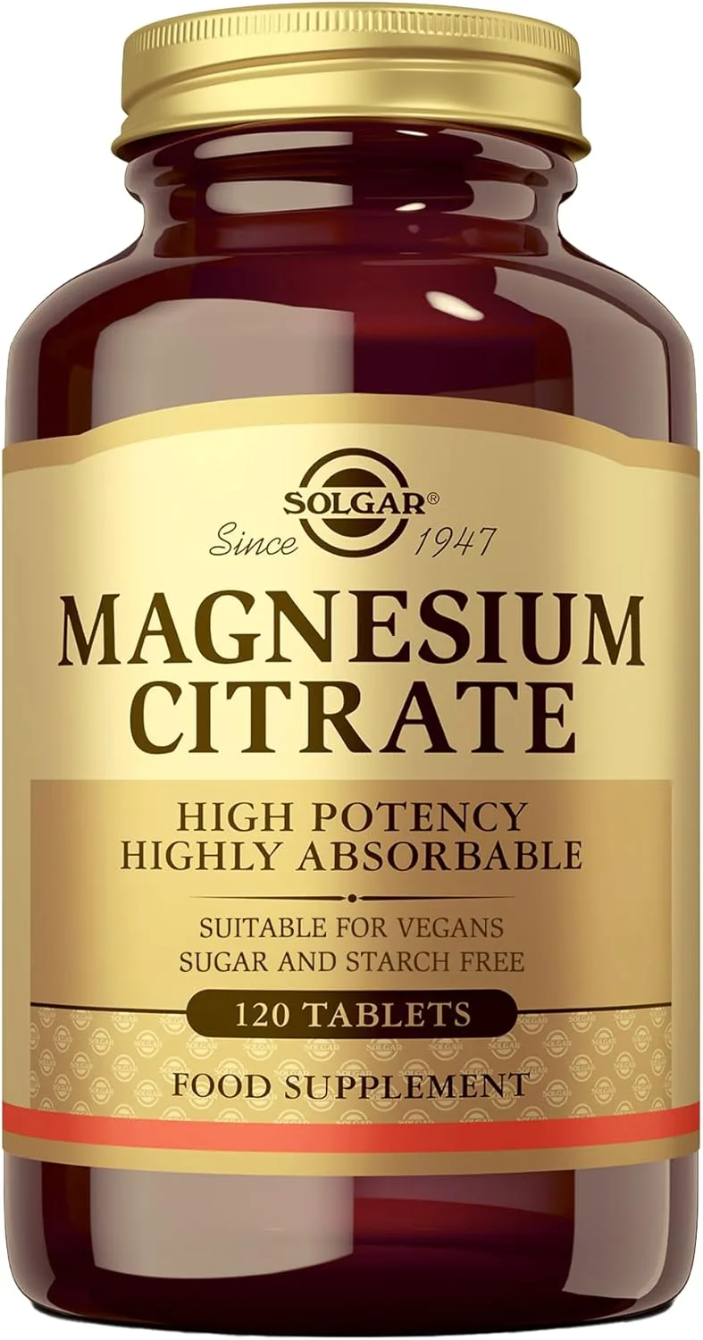 Solgar ▫️ Citrato de magnésio 200 mg de alta absorção | Energia, músculos e ossos | 120 comprimidos veganos