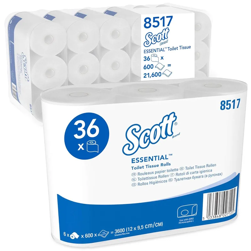 Scott ▫️ Papel higiénico 8517, 2 camadas, papel higiénico em rolo, 36x600