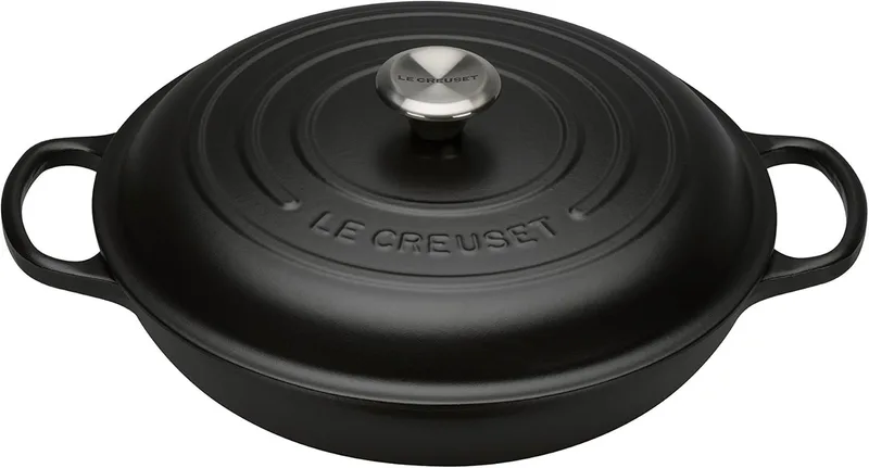 LE CREUSET ▫️ Panela baixa em ferro fundido, 30 cm, 3,5 L, preto mate, 21180300000430