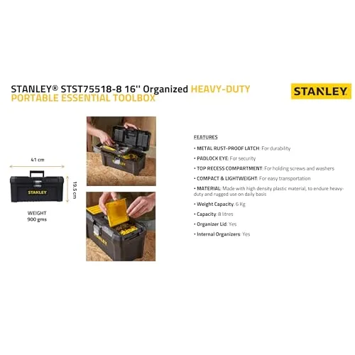 STANLEY ▫️ Caixa de ferramentas leve Essential de 16 polegadas, STST1-75518 4