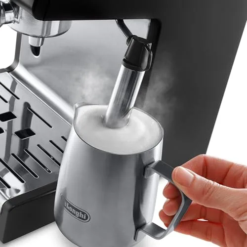 De'Longhi ▫️ Máquina de café tradicional com bomba para expresso e cappuccino, para café moído e cápsulas, 2 chávenas em simultâneo, depósito de água de 1,1 l, 1100 W, ECP 33.21, preto e prateado 4