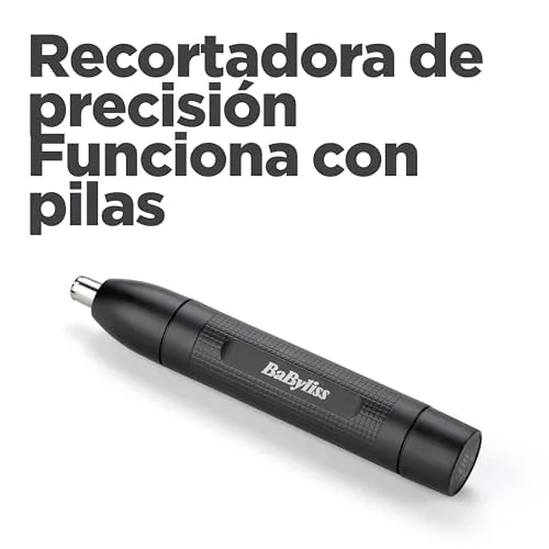 BaByliss ▫️ Aparador para o Nariz e as Orelhas - Sistema de 2 lâminas precisas, Funciona a pilhas, Aço inoxidável, Acessórios removíveis de fácil limpeza, Presente para homens, Preto, E650E 2