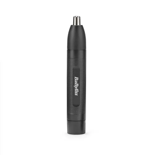 BaByliss ▫️ Aparador para o Nariz e as Orelhas - Sistema de 2 lâminas precisas, Funciona a pilhas, Aço inoxidável, Acessórios removíveis de fácil limpeza, Presente para homens, Preto, E650E 4