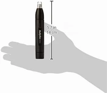 BaByliss ▫️ Aparador para o Nariz e as Orelhas - Sistema de 2 lâminas precisas, Funciona a pilhas, Aço inoxidável, Acessórios removíveis de fácil limpeza, Presente para homens, Preto, E650E 5