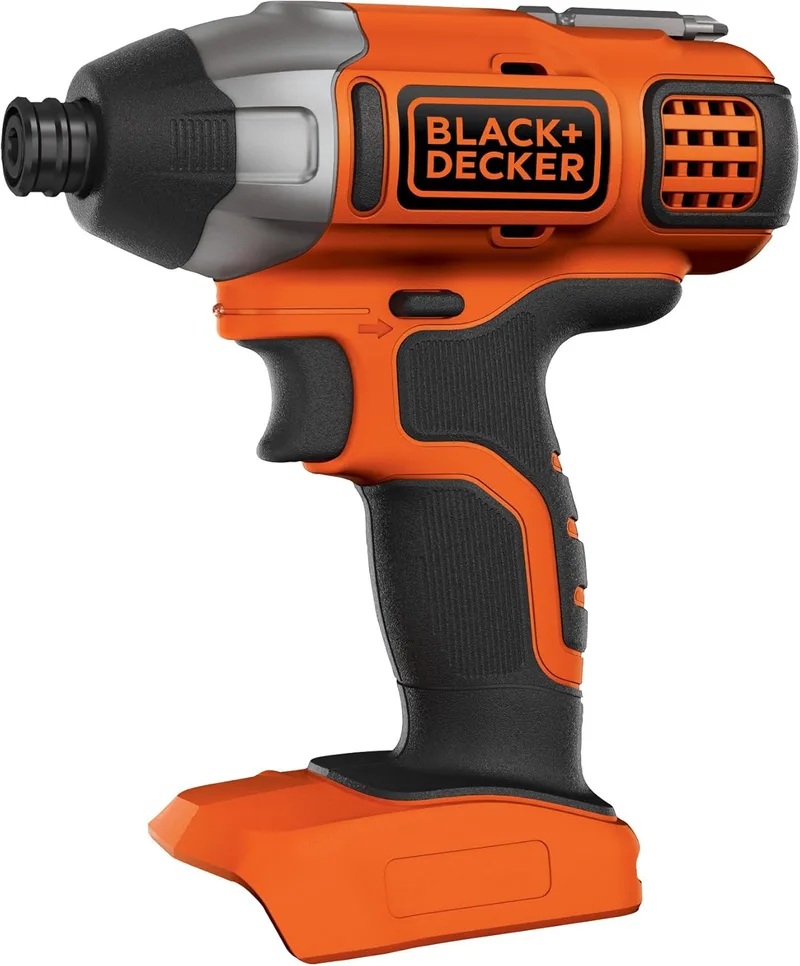 Black+Decker ▫️ Aparafusadora de impacto sem fios 18V, binário potente de 155Nm para aparafusamentos pesados, compacta e leve, bateria e carregador não incluídos, BDCIM18N-XJ