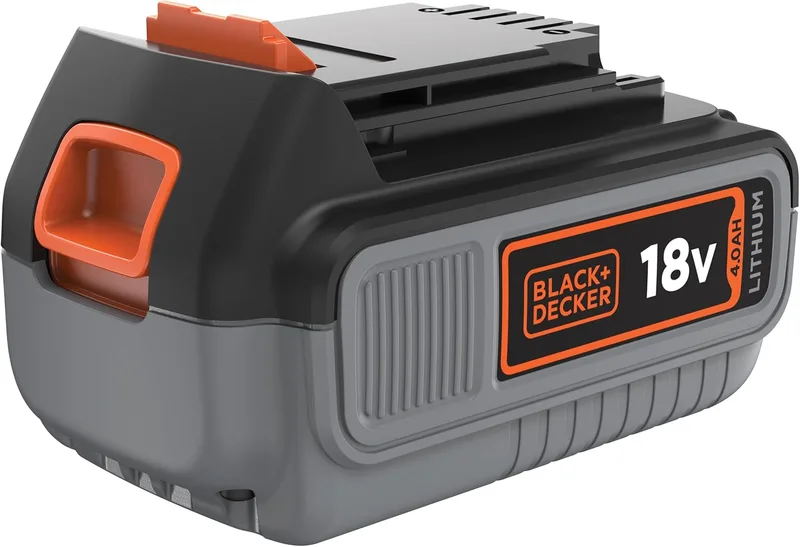 Black+Decker ▫️ Bateria de 18 V, bateria de lítio de 4,0 Ah, compatível com todas as ferramentas de 18 V, sem efeito de memória, baixa autodescarga, prática, compacta e versátil, BL4018-XJ