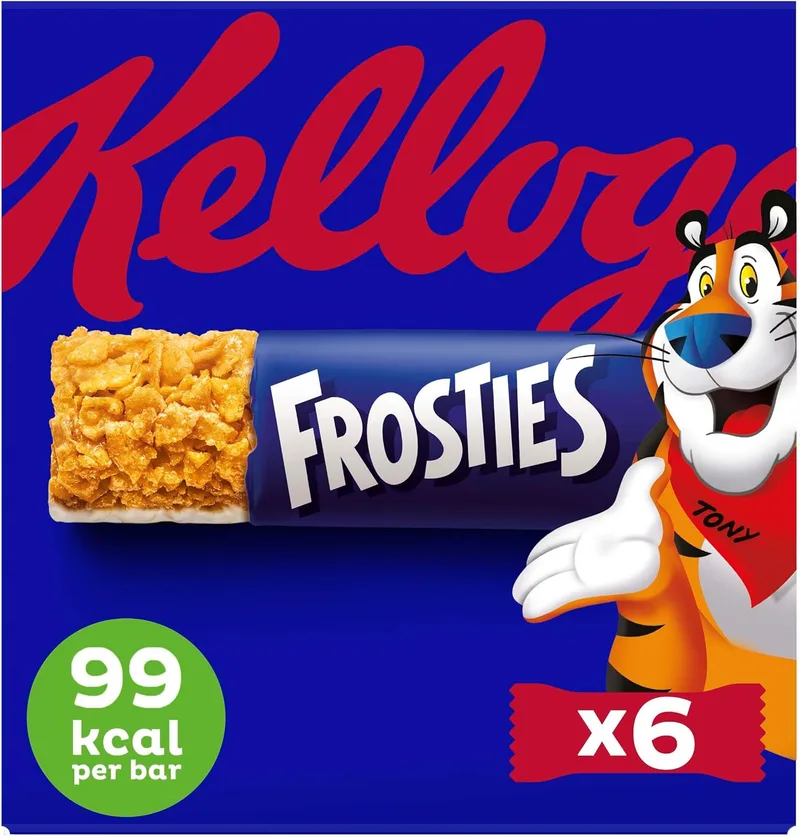 Kellogg's ▫️ Frosties : Barras de cereais : Fonte de cálcio e vitamina D : Embalagem de 6 x 25g