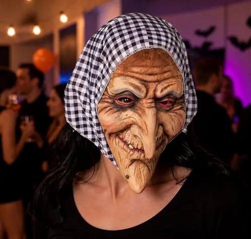 Boland ▫️ 97508 - Máscara de látex de bruxa com capuz, tamanho único, adulto, acessório, máscaras de látex, fantasia, bruxas, Carnaval, festa temática, Halloween 3