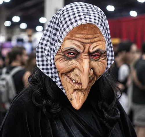 Boland ▫️ 97508 - Máscara de látex de bruxa com capuz, tamanho único, adulto, acessório, máscaras de látex, fantasia, bruxas, Carnaval, festa temática, Halloween 4