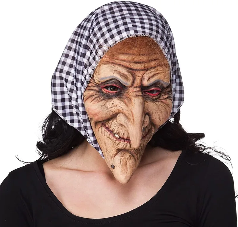 Boland ▫️ 97508 - Máscara de látex de bruxa com capuz, tamanho único, adulto, acessório, máscaras de látex, fantasia, bruxas, Carnaval, festa temática, Halloween