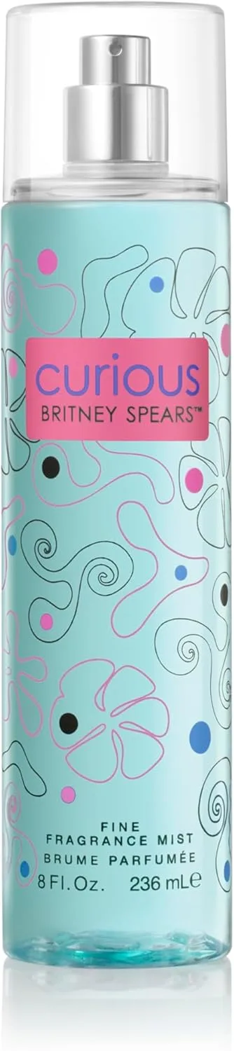 Britney Spears ▫️ Curious 236 ml – Bruma Corporal Perfumada – Fragrância Floral Branca – Notas de magnólia, jasmim e almíscar com baunilha – Frasco de vidro Aqua