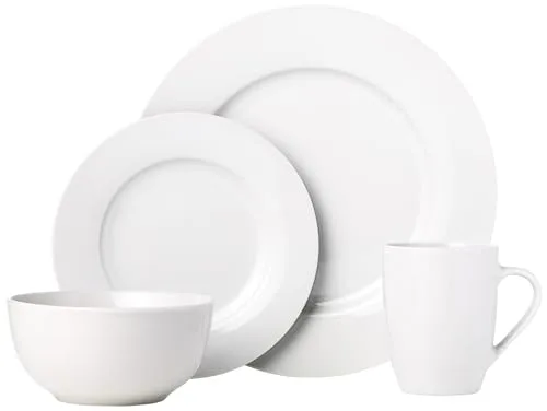 Amazon Basics ▫️ Louça para 4 pessoas, 16 peças, embalagem de 1, Branco 2