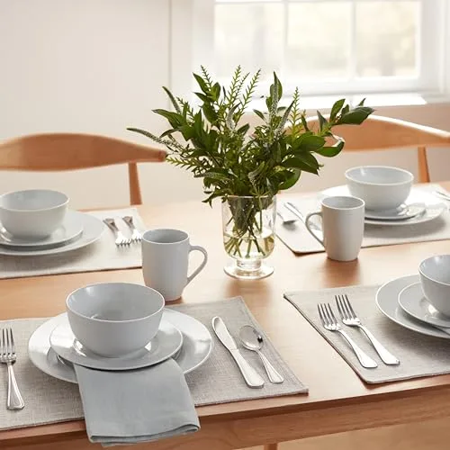 Amazon Basics ▫️ Louça para 4 pessoas, 16 peças, embalagem de 1, Branco 5