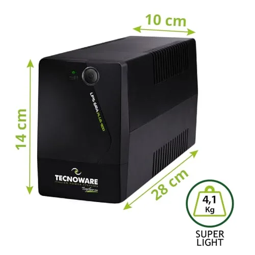 Tecnoware Power Systems ▫️ UPS 900VA para PC/Modem, NÃO para jogos/consolas, SAI ERA PLUS, 2 tomadas Schuko, protege contra cortes de energia e picos de tensão em PC, modem, videovigilância, TPV, NAS, POS 3