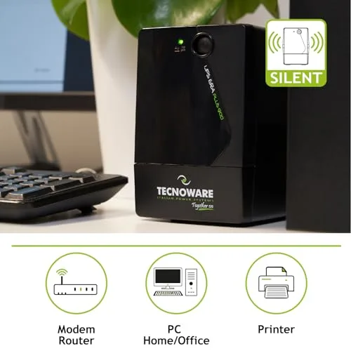 Tecnoware Power Systems ▫️ UPS 900VA para PC/Modem, NÃO para jogos/consolas, SAI ERA PLUS, 2 tomadas Schuko, protege contra cortes de energia e picos de tensão em PC, modem, videovigilância, TPV, NAS, POS 4