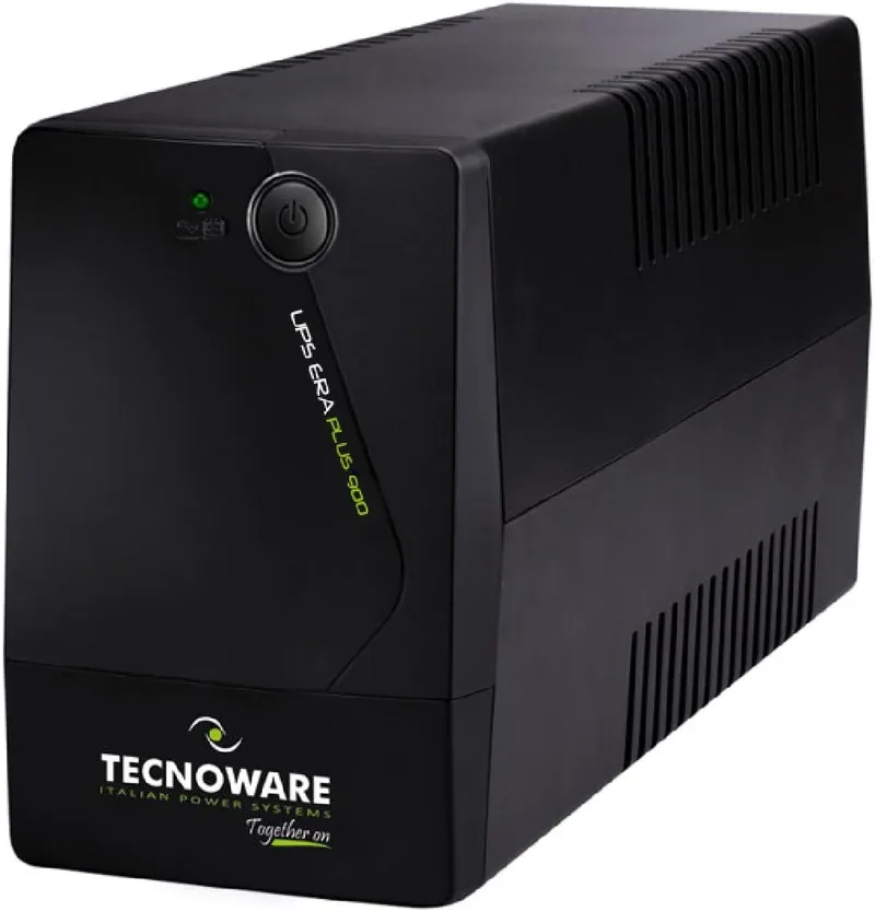 Tecnoware Power Systems ▫️ UPS 900VA para PC/Modem, NÃO para jogos/consolas, SAI ERA PLUS, 2 tomadas Schuko, protege contra cortes de energia e picos de tensão em PC, modem, videovigilância, TPV, NAS, POS