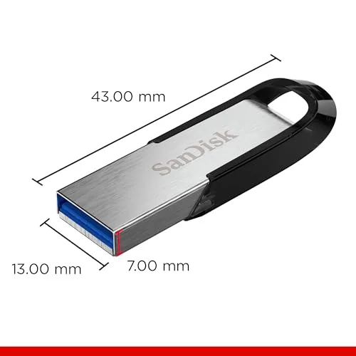 SanDisk ▫️ Ultra Flair - Pen USB 3.0 de 64 GB, com uma estrutura metálica resistente e elegante e uma velocidade de leitura de até 150 MB/s, cor preta/prateada 3