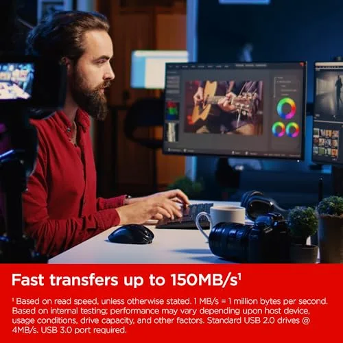 SanDisk ▫️ Ultra Flair - Pen USB 3.0 de 64 GB, com uma estrutura metálica resistente e elegante e uma velocidade de leitura de até 150 MB/s, cor preta/prateada 4